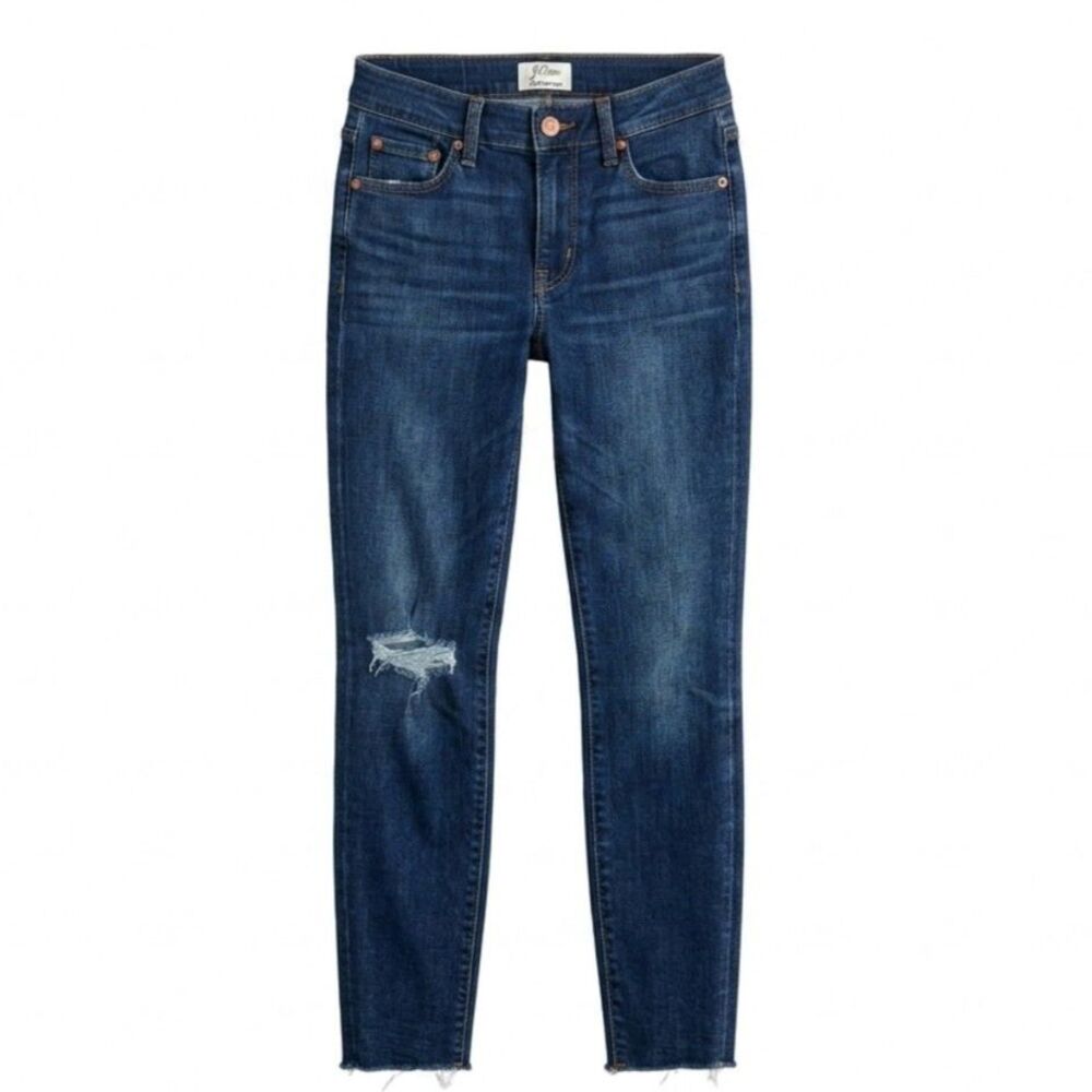 J.Crew Toothpick Skinny Jeans Size 29 Distressed Ripped Knee Raw Hem